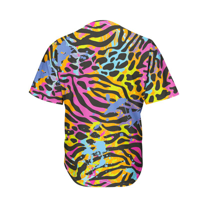 Colorful Zebra Leopard Pattern Print Men's Baseball Jersey