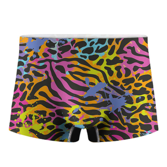 Colorful Zebra Leopard Pattern Print Men's Boxer Briefs