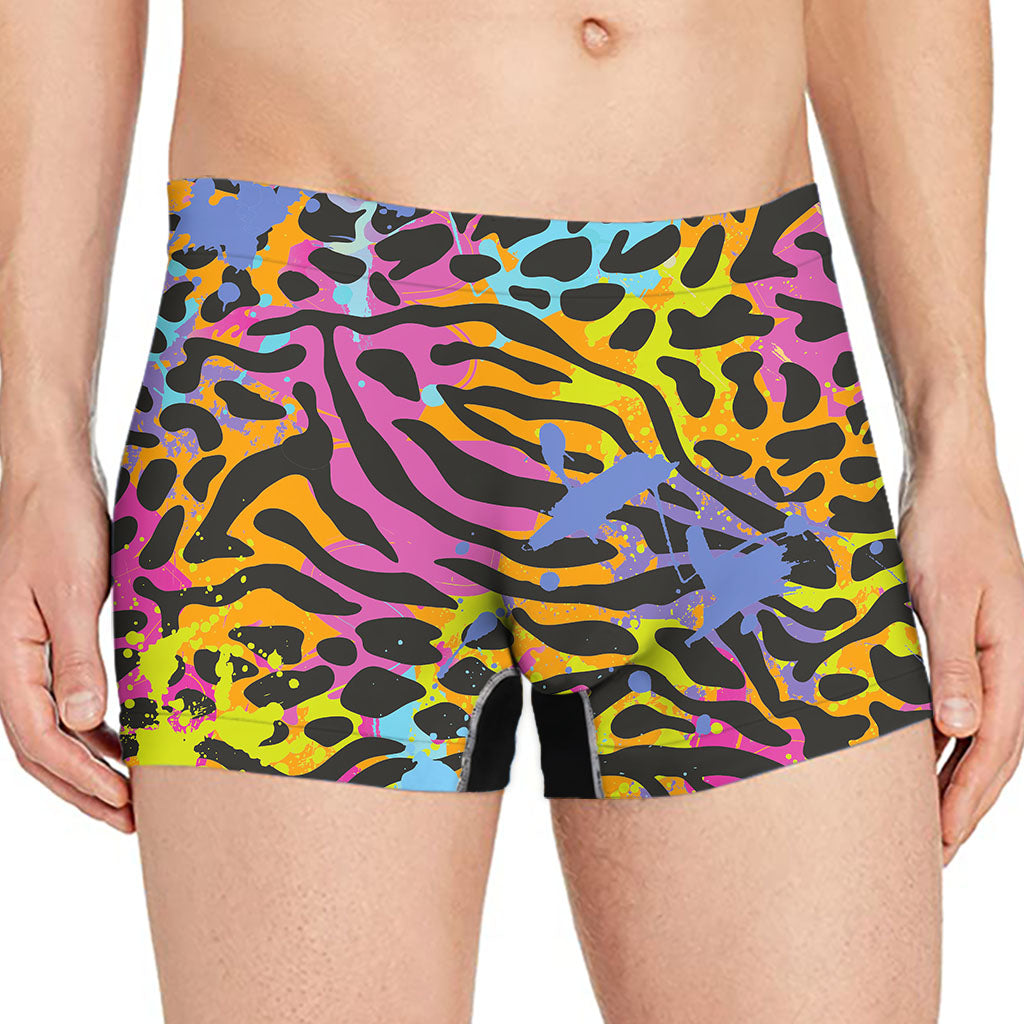 Colorful Zebra Leopard Pattern Print Men's Boxer Briefs