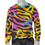 Colorful Zebra Leopard Pattern Print Men's Crewneck Sweatshirt GearFrost