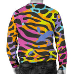 Colorful Zebra Leopard Pattern Print Men's Crewneck Sweatshirt GearFrost