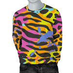 Colorful Zebra Leopard Pattern Print Men's Crewneck Sweatshirt GearFrost