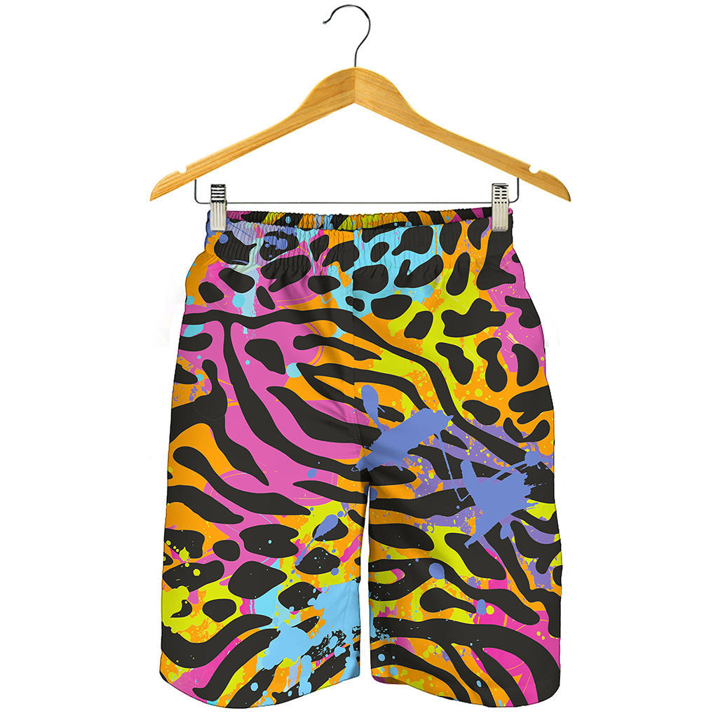 Colorful Zebra Leopard Pattern Print Men's Shorts