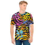 Colorful Zebra Leopard Pattern Print Men's T-Shirt
