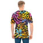 Colorful Zebra Leopard Pattern Print Men's T-Shirt