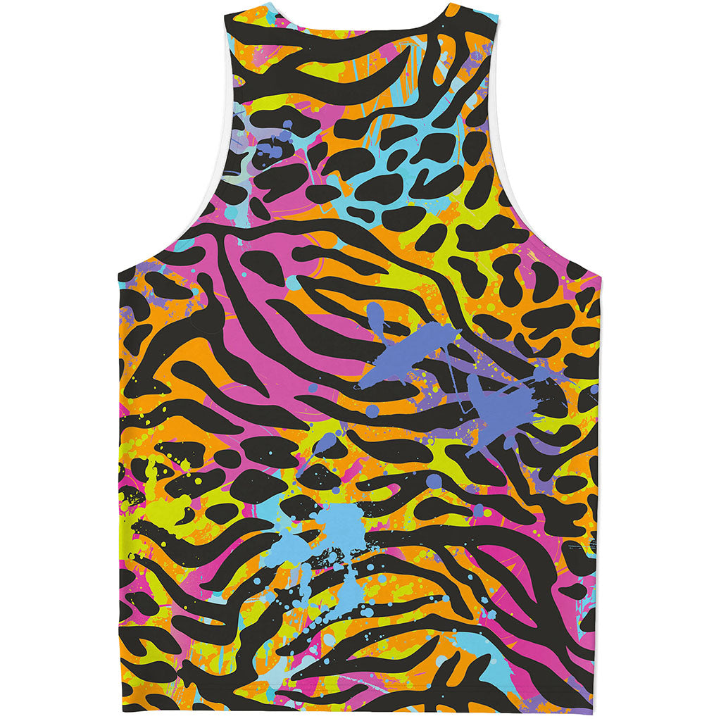 Colorful Zebra Leopard Pattern Print Men's Tank Top