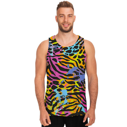 Colorful Zebra Leopard Pattern Print Men's Tank Top