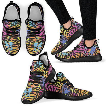 Colorful Zebra Leopard Pattern Print Mesh Knit Shoes GearFrost