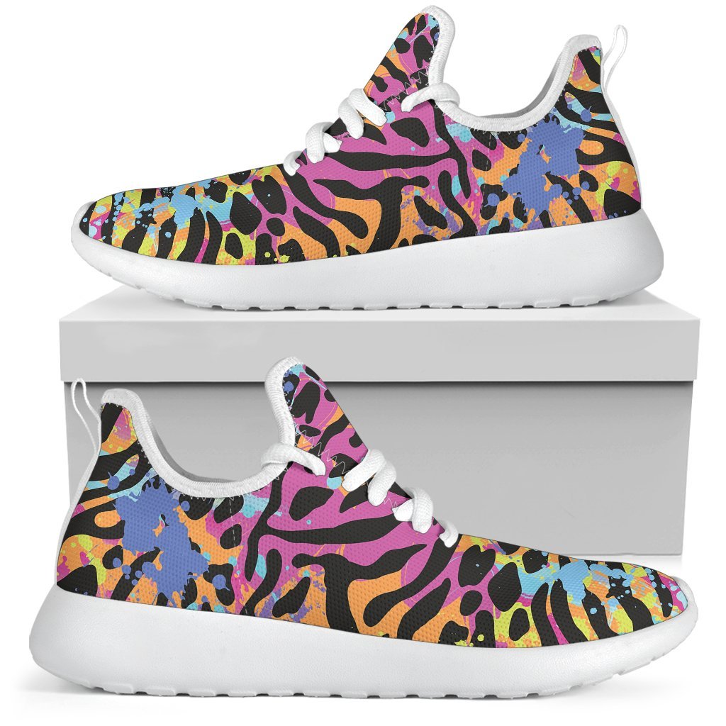 Colorful Zebra Leopard Pattern Print Mesh Knit Shoes GearFrost