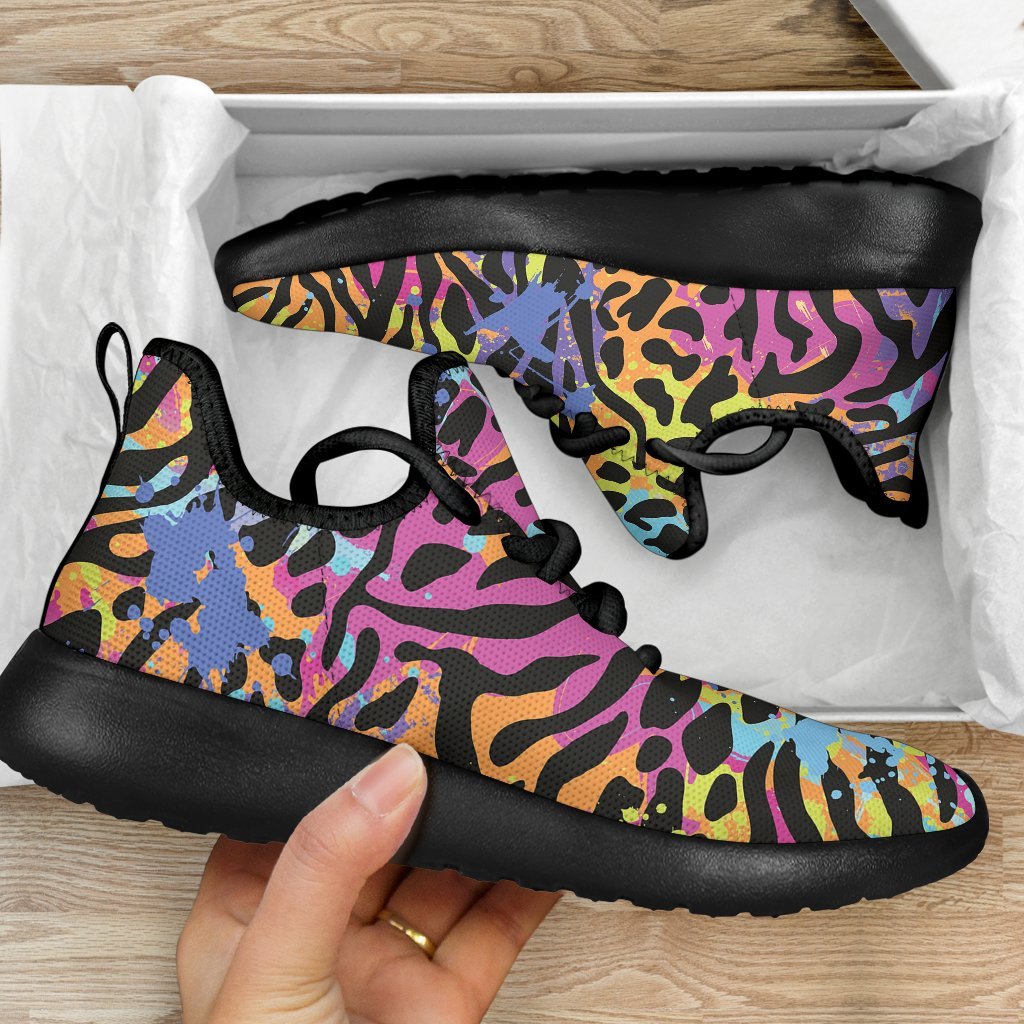 Colorful Zebra Leopard Pattern Print Mesh Knit Shoes GearFrost