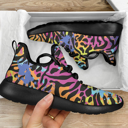 Colorful Zebra Leopard Pattern Print Mesh Knit Shoes GearFrost