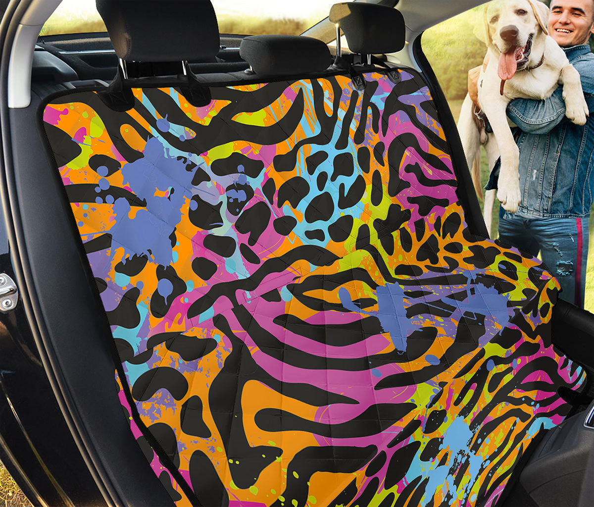 Colorful Zebra Leopard Pattern Print Pet Car Back Seat Cover