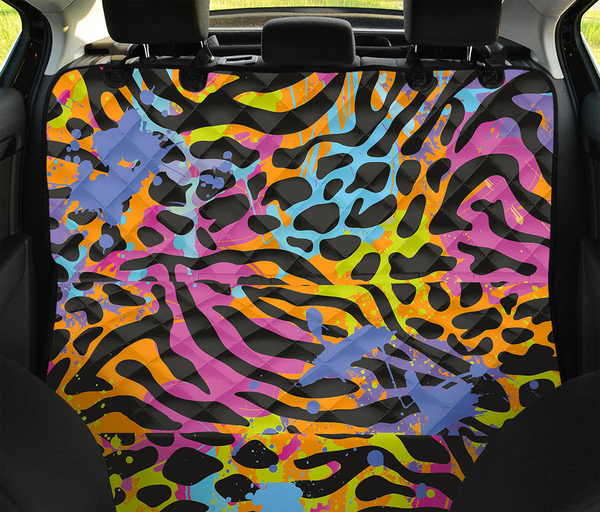 Colorful Zebra Leopard Pattern Print Pet Car Back Seat Cover