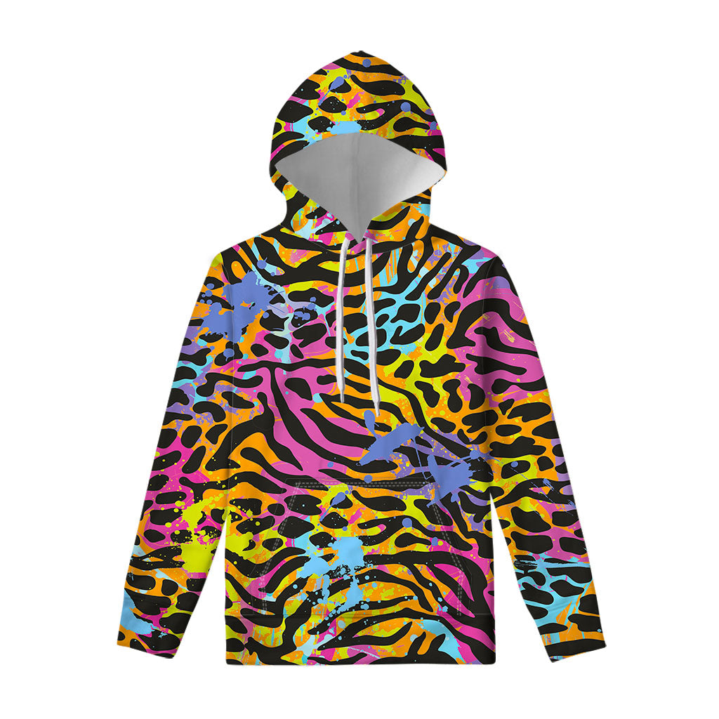 Colorful Zebra Leopard Pattern Print Pullover Hoodie