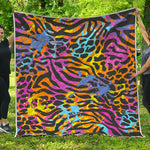 Colorful Zebra Leopard Pattern Print Quilt