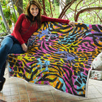Colorful Zebra Leopard Pattern Print Quilt