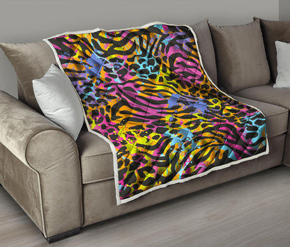 Colorful Zebra Leopard Pattern Print Quilt