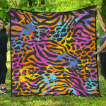 Colorful Zebra Leopard Pattern Print Quilt