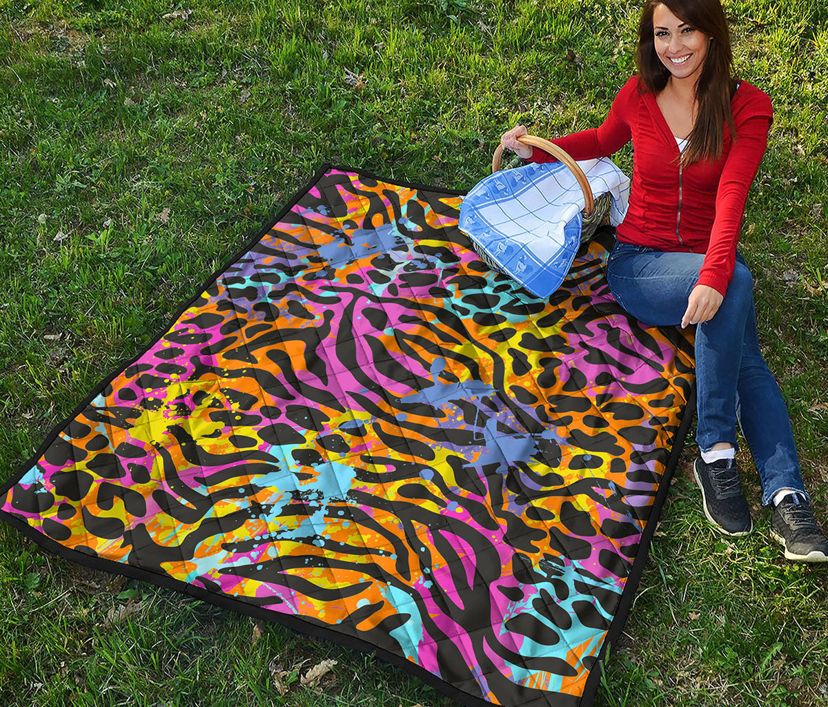 Colorful Zebra Leopard Pattern Print Quilt
