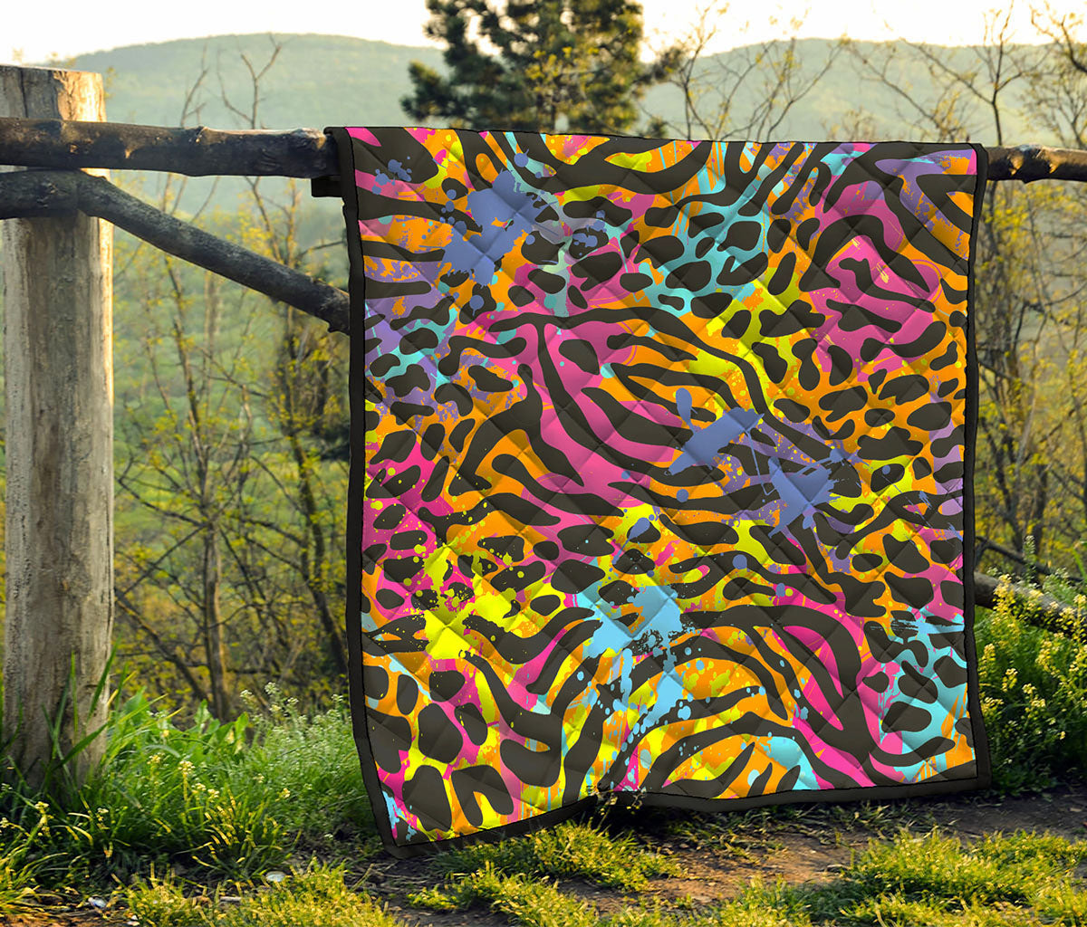 Colorful Zebra Leopard Pattern Print Quilt