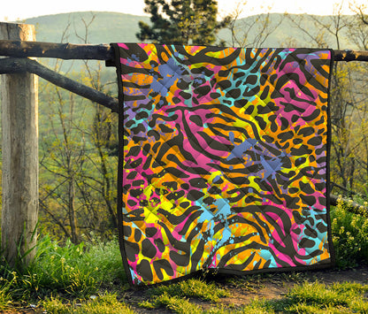 Colorful Zebra Leopard Pattern Print Quilt