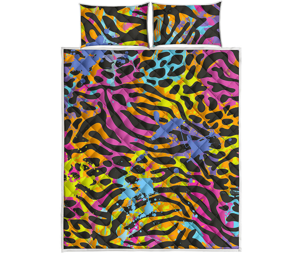 Colorful Zebra Leopard Pattern Print Quilt Bed Set
