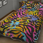 Colorful Zebra Leopard Pattern Print Quilt Bed Set