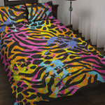 Colorful Zebra Leopard Pattern Print Quilt Bed Set