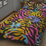 Colorful Zebra Leopard Pattern Print Quilt Bed Set