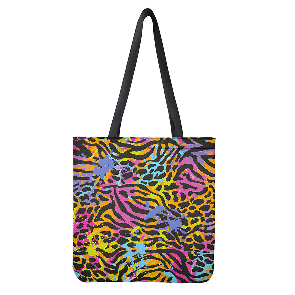 Colorful Zebra Leopard Pattern Print Tote Bag