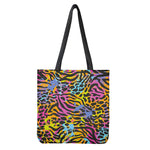Colorful Zebra Leopard Pattern Print Tote Bag