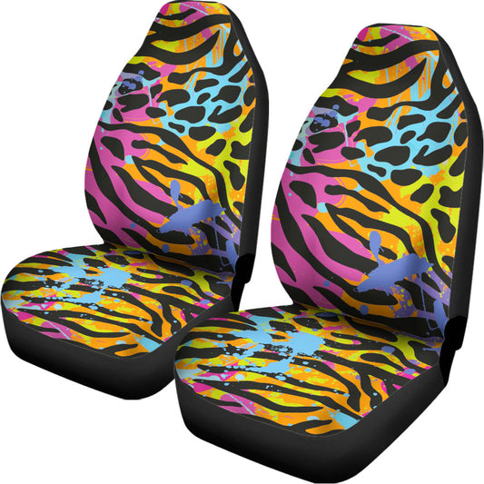Colorful Zebra Leopard Pattern Print Universal Fit Car Seat Covers