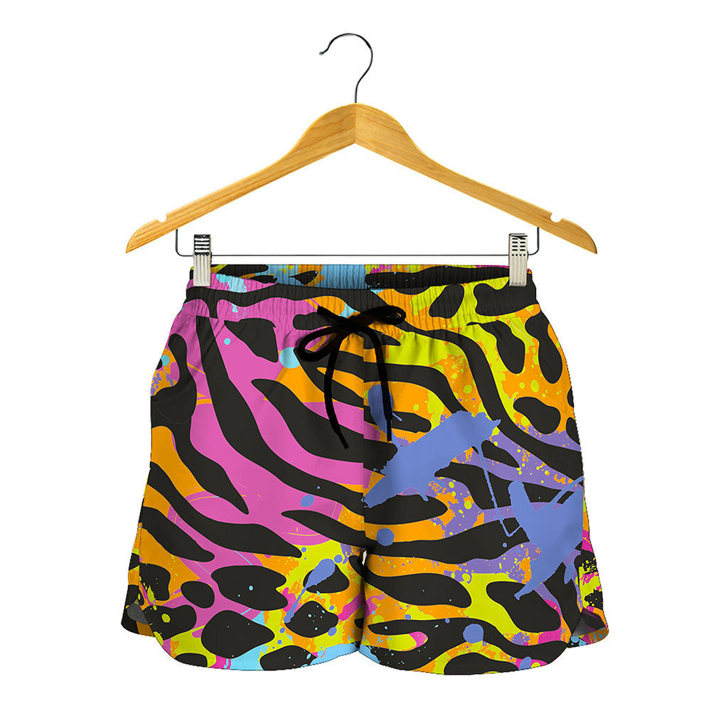 Colorful Zebra Leopard Pattern Print Women's Shorts