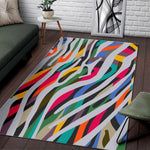 Colorful Zebra Pattern Print Area Rug GearFrost