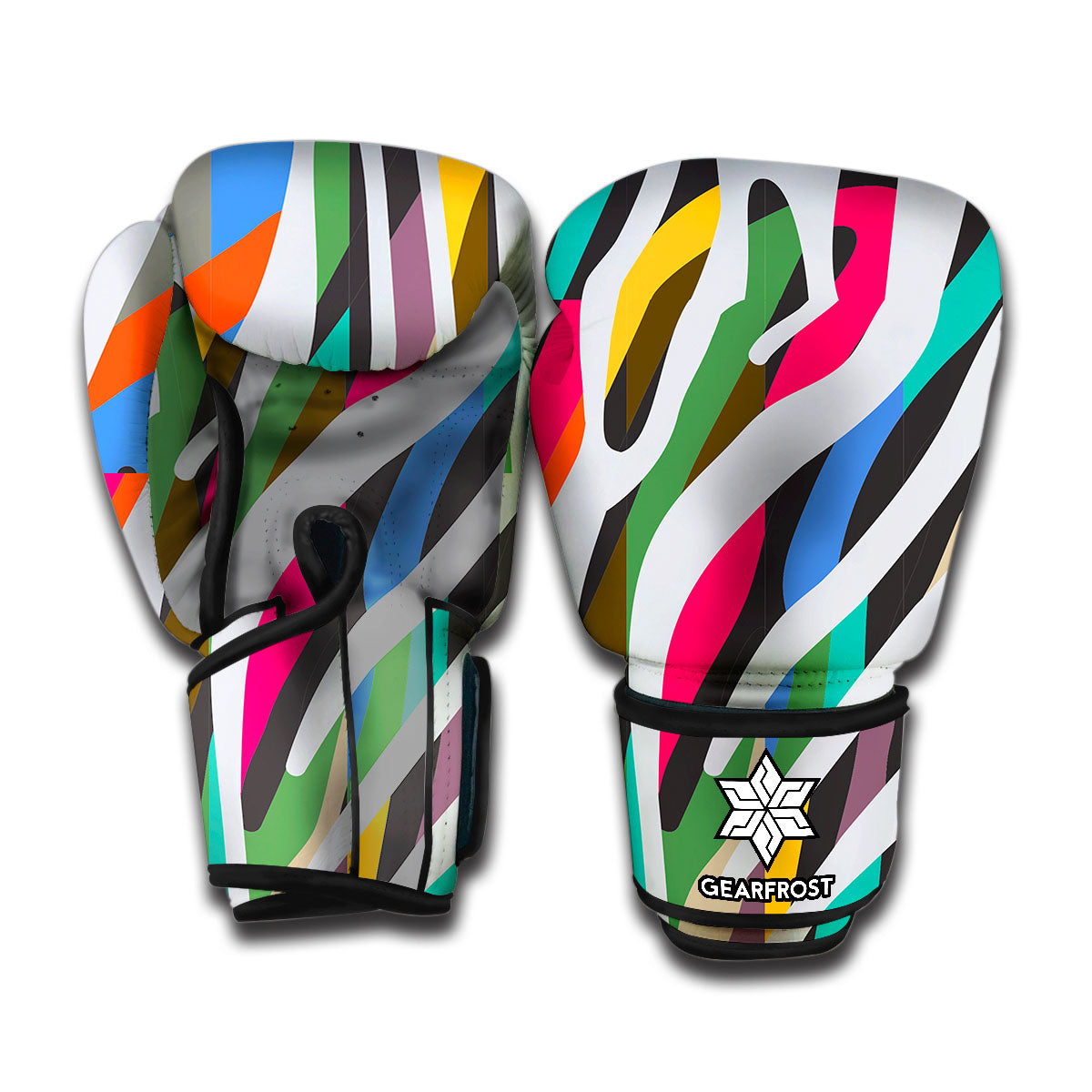 Colorful Zebra Pattern Print Boxing Gloves