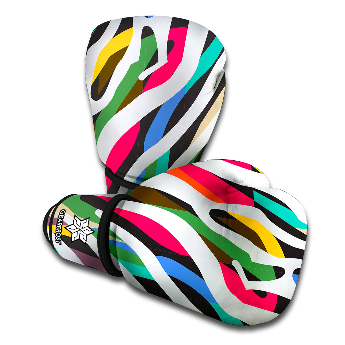 Colorful Zebra Pattern Print Boxing Gloves