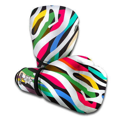Colorful Zebra Pattern Print Boxing Gloves