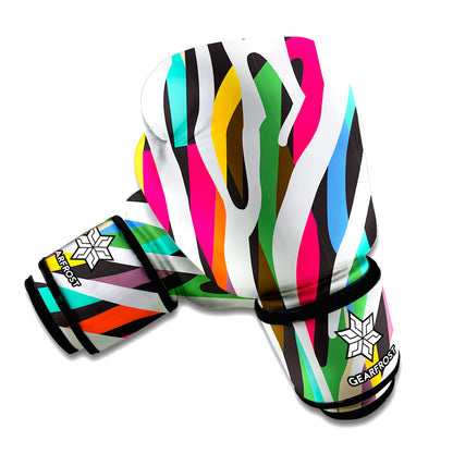 Colorful Zebra Pattern Print Boxing Gloves