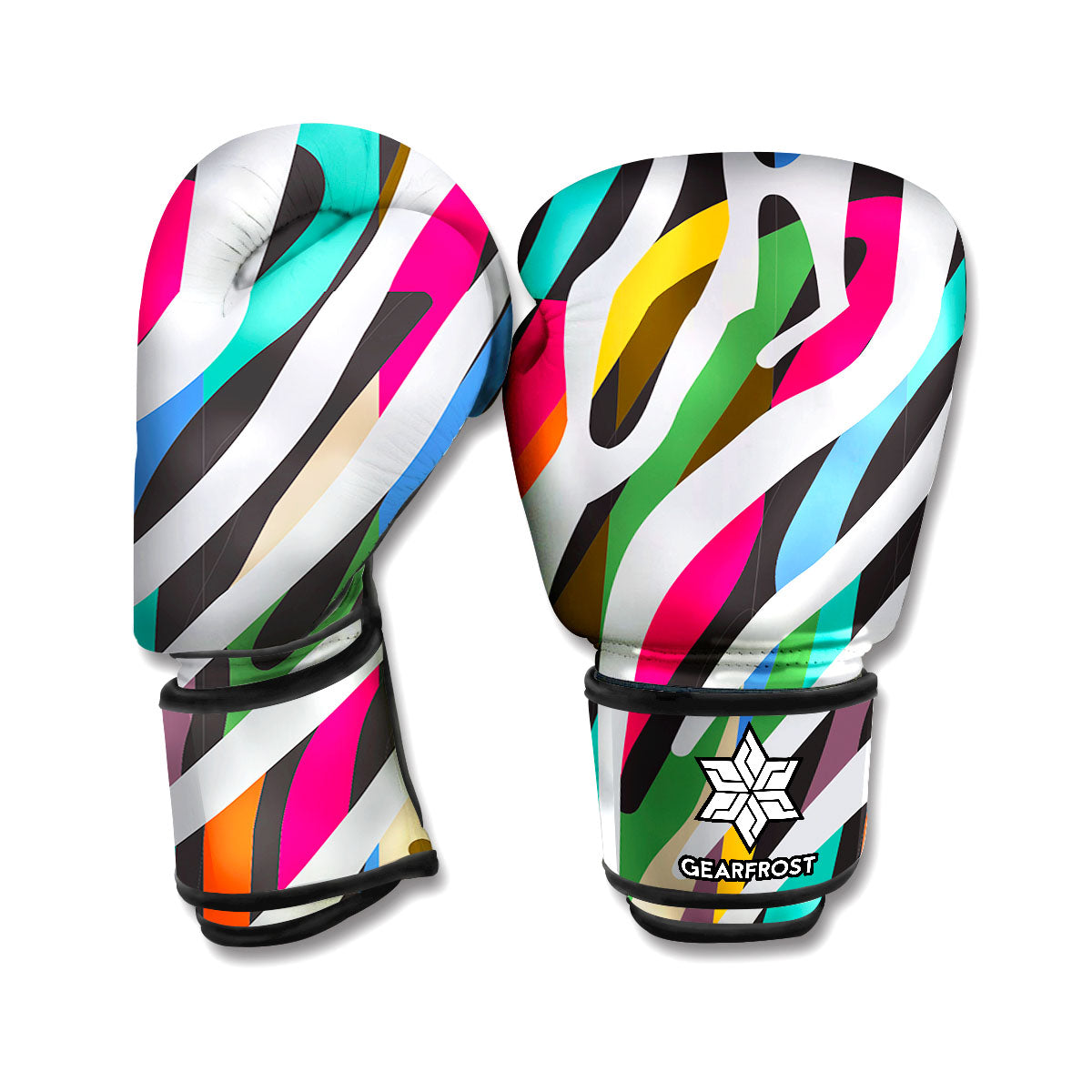 Colorful Zebra Pattern Print Boxing Gloves