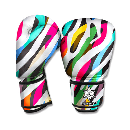 Colorful Zebra Pattern Print Boxing Gloves