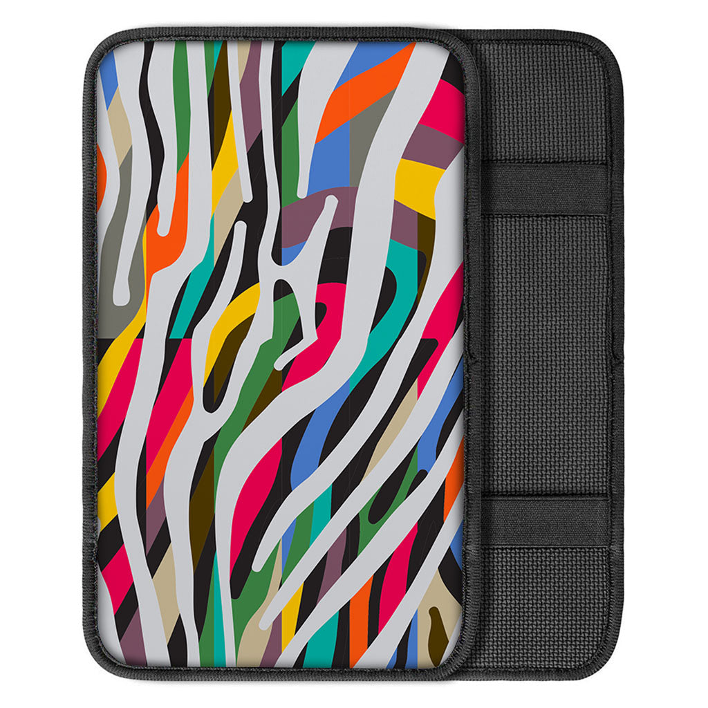 Colorful Zebra Pattern Print Car Center Console Cover