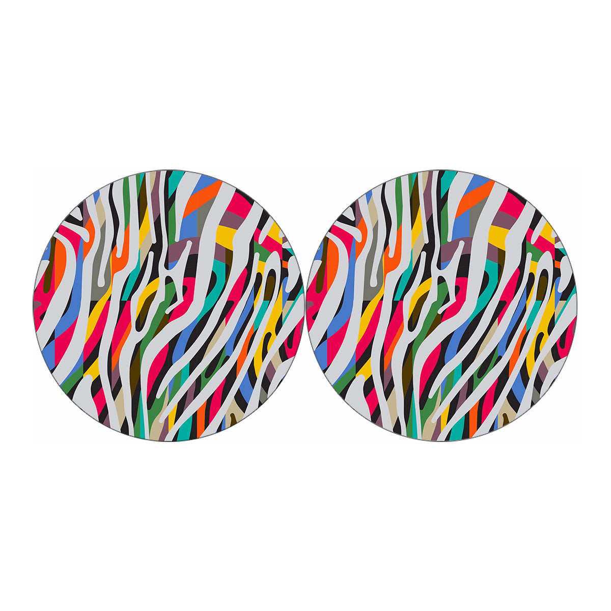 Colorful Zebra Pattern Print Car Coasters