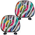 Colorful Zebra Pattern Print Car Headrest Covers