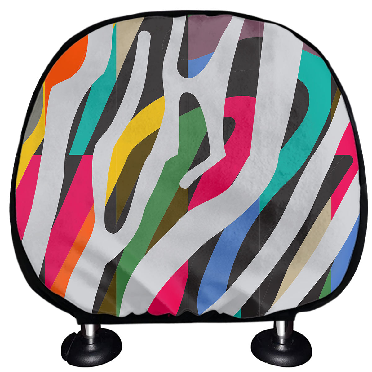 Colorful Zebra Pattern Print Car Headrest Covers