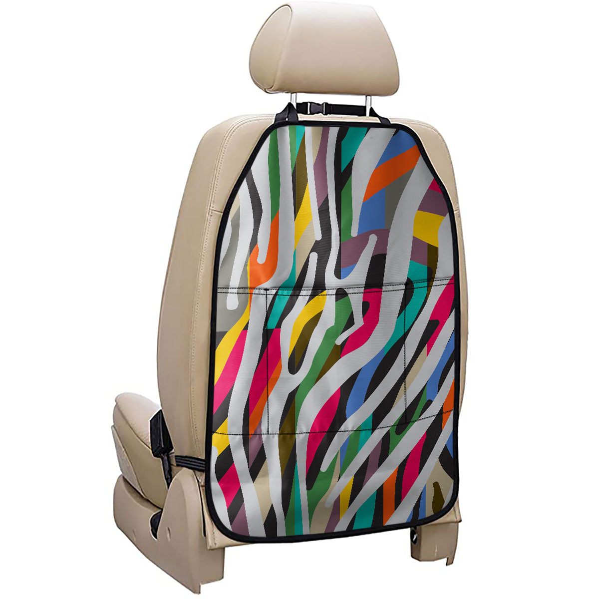Colorful Zebra Pattern Print Car Seat Organizers