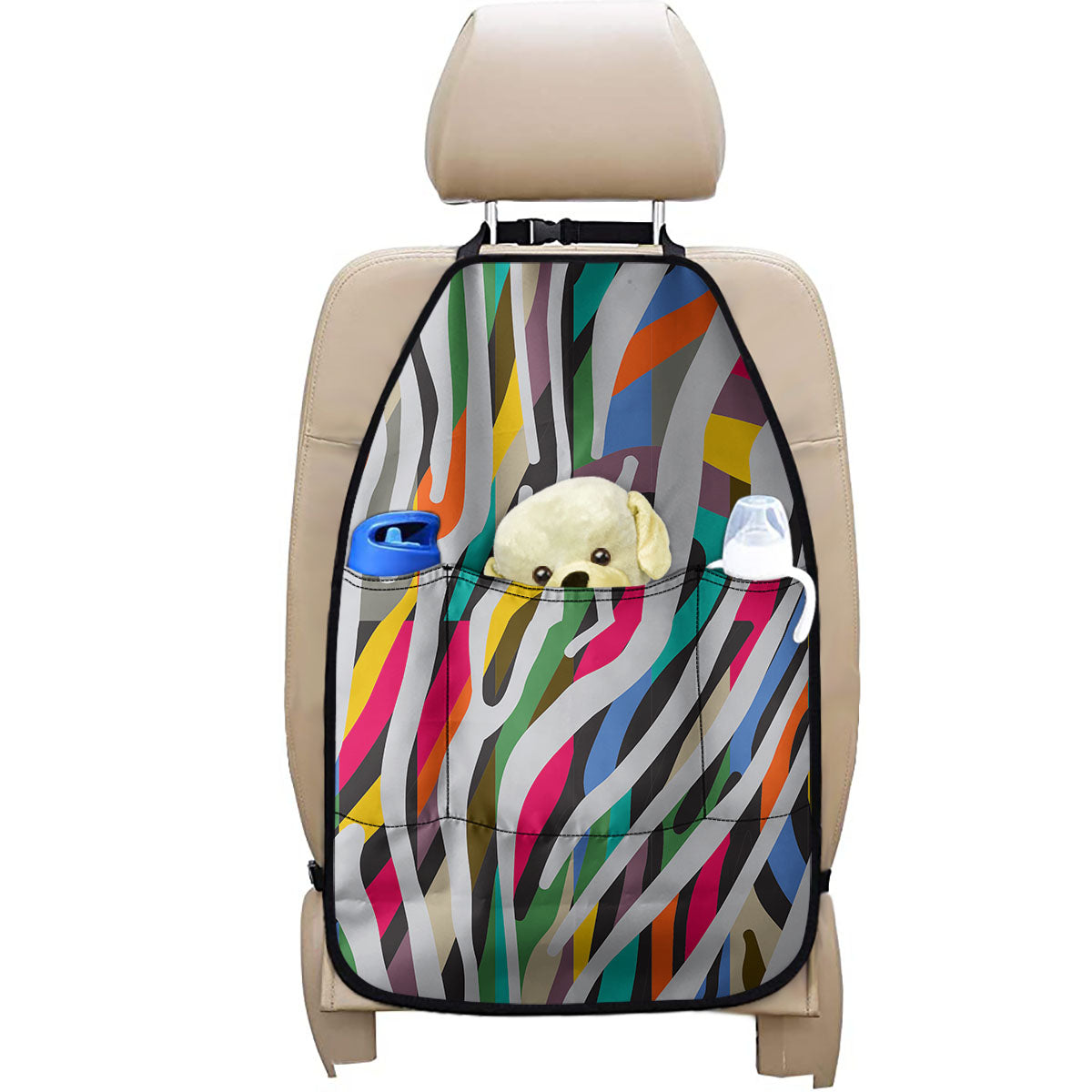 Colorful Zebra Pattern Print Car Seat Organizers