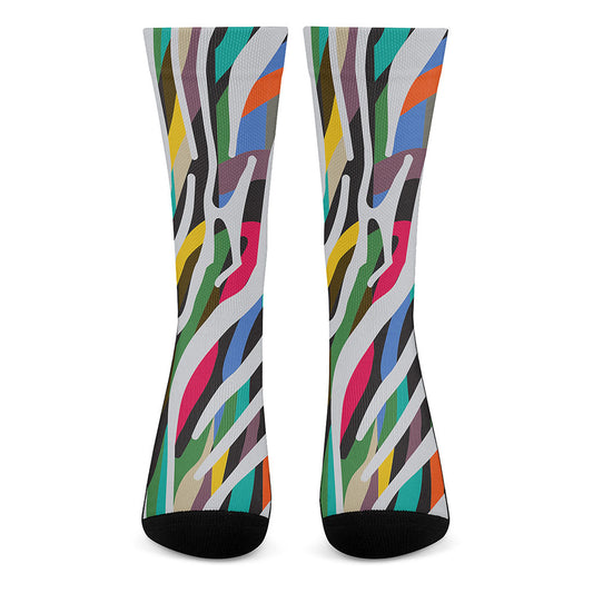 Colorful Zebra Pattern Print Crew Socks
