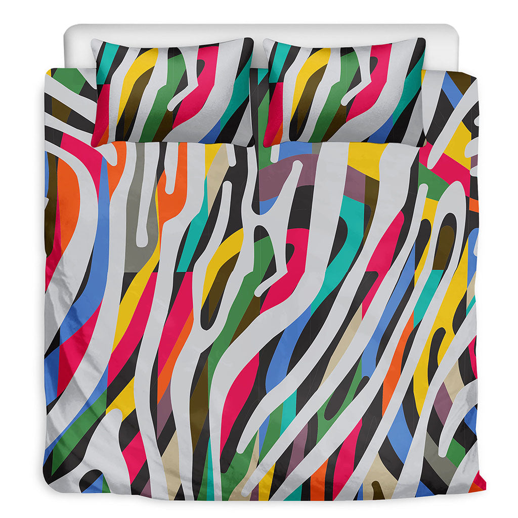 Colorful Zebra Pattern Print Duvet Cover Bedding Set