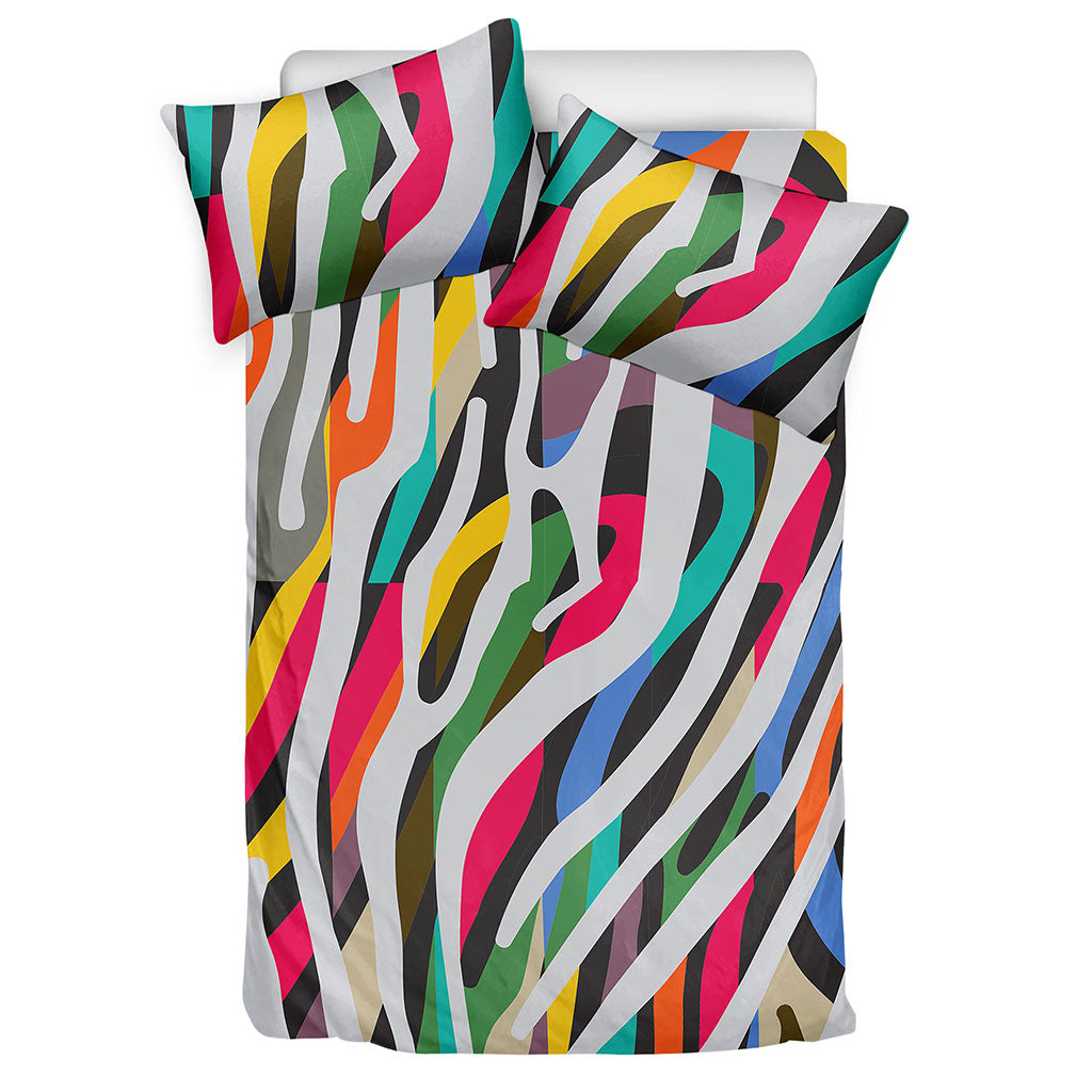 Colorful Zebra Pattern Print Duvet Cover Bedding Set