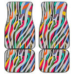 Colorful Zebra Pattern Print Front and Back Car Floor Mats